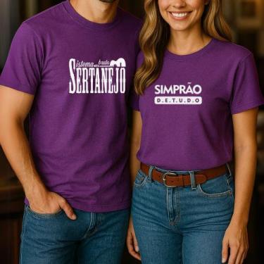 Imagem de Camiseta Algodão Unissex Casal Country Estampa Sistema Sertanejo Bruto