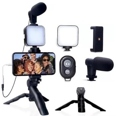 Imagem de Kit de Gravação com Luz LED, Tripé e Suporte para Celular - Ideal para Selfie, Vídeo, Vlog, YouTube, Transmissão ao Vivo e Filmagem