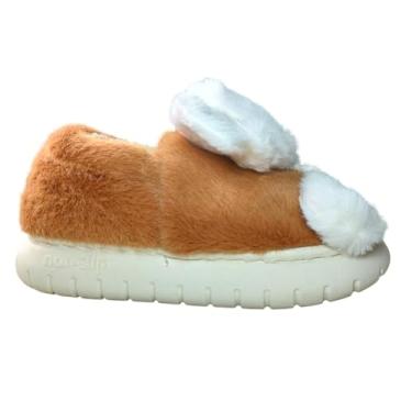Imagem de Pantufa Infantil Peluciada Térmica Sola Alta Cachorrinho Bordado Pelo Felpuda Inverno Frio Intenso Grade Chinesa (Marrom, BR, Criança de 4 a 8 anos, Numérico, 28)