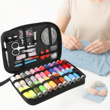 Imagem de Kit Costura Agulha Linha Estojo Completo 90 Peças Reparo Conserto de R