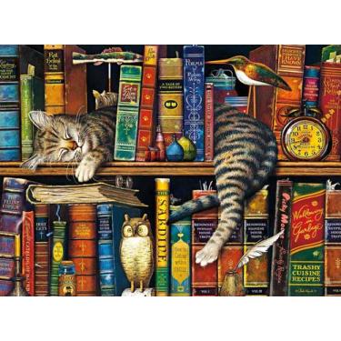 Imagem de Quebra-cabeça Gato Biblioteca - 333 Peças em madeira com formas únicas