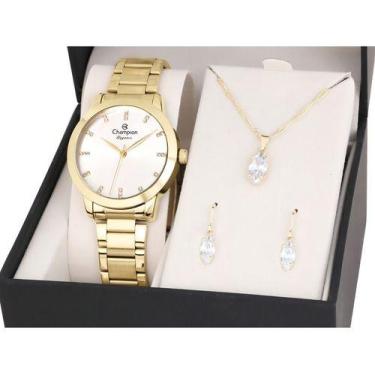 Imagem de Relógio Champion Feminino Dourado Cn25261w + Pulseira, Dourado