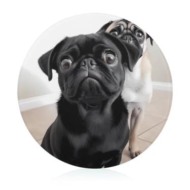 Imagem de Tábua de cortar para cozinha, antiderrapante, resistente ao calor, fácil de limpar, linda tábua de cortar cachorro Pug preto - Presente de cozinha ideal para cozinheiros domésticos