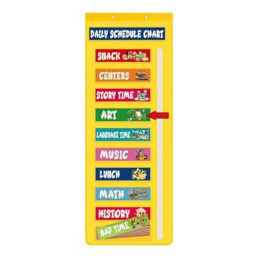 Imagem de Fxzqgnh Quadro de Bolso para Agendamento Diário, Ferramenta de Planejamento Diário para Professores, Portátil, 13 Bolsos para Plano de Aula Matinal E Vesperti