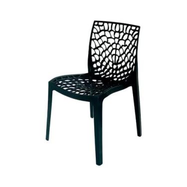 Imagem de Cadeira de Jantar Gruvyer Cozinha Área Gourmet Empilhável Preto