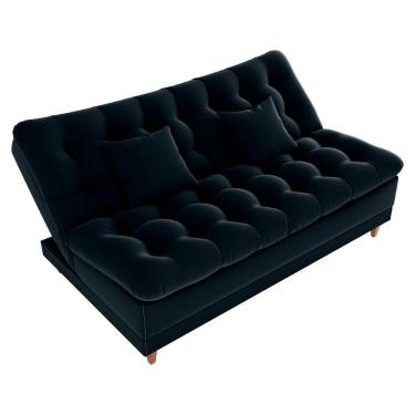 Imagem de Sofá Cama 3 Lugares Casal Confortável 1,85 Larg Duda Matrix Veludo Preto