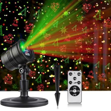 Imagem de Projetor de Natal para ambientes externos, à prova d'água, luzes a laser de Natal, holofotes de paisagem, luzes decorativas de palco com padrões de Natal vermelhos e verdes para festas, jardim,