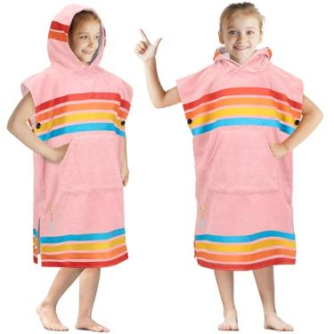 Imagem de SUN CUBE Roupão infantil para trocar de roupa, poncho de surfe, toalhas de praia infantis, toalha com capuz para piscina de adolescentes, toalha vestível de microfibra de secagem rápida com capuz