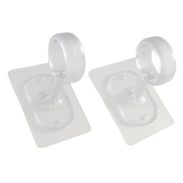 Imagem de Baoblaze 2x Suportes de haste de cortina de teto Suportes de montagem de haste de guarda-roupa multifuncionais resistentes Ganchos para sala de estar, Claro
