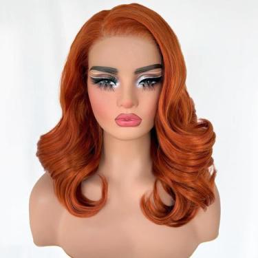Imagem de Peruca frontal de renda sintética SOKU Ginger Body Wave 18" para mulhe