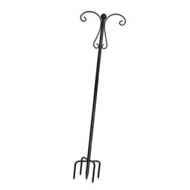 Imagem de Dualoai Suporte de metal para vasos de plantas, gancho duplo de pastor, elegante, portátil, alimentador de pássaros, poste para iluminação solar no quintal, 155 Centímetros