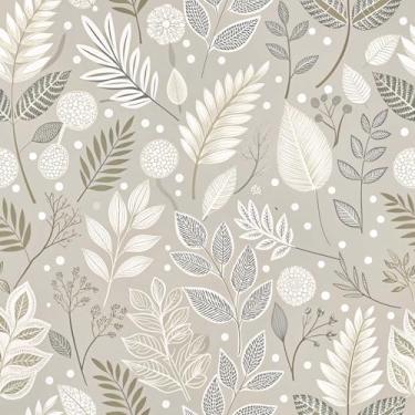 Imagem de MAGAFA Papel de parede cinza para descascar e colar papel de parede floral cinza branco fácil de retirar papel de parede autoadesivo removível para gaveta de armário de cozinha 45 x 599 cm