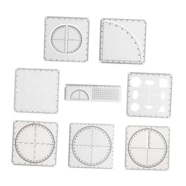 Imagem de Ｂｅｓｇａ 8 peças de estênceis de desenho de régua geométrica com escala, régua de desenho matemática portátil para marcenaria, escritório e trabalho de
