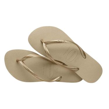 Imagem de Chinelo Havaianas Feminino Tiras Finas Metalizada Slim-Feminino
