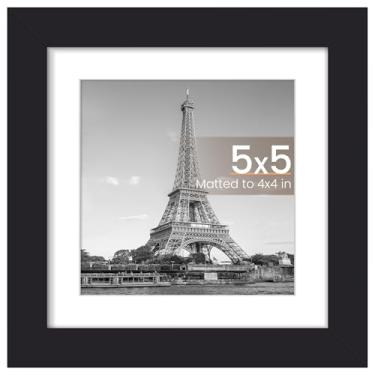 Imagem de upsimples Porta-retrato 12 x 12 cm, exiba imagens 10 x 12 cm com tapete ou 12 cm x 12 sem, molduras para pendurar na parede, preto, 1 pacote