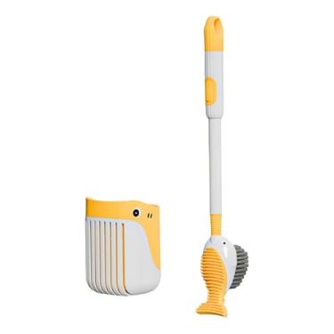 Imagem de IEUDNS Escova de vaso sanitário com suporte para produtos de limpeza de banheiro Escova compacta para vaso sanitário para banheiro, casa, hotel, Amarelo