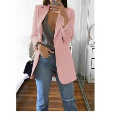 Imagem de Jaqueta feminina, primavera, outono, roupa longa, peito único - Omkars