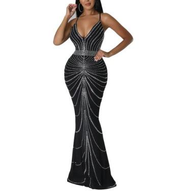 Imagem de Vestido feminino Nagfar, strass, festa de aniversário, clube noturno, 