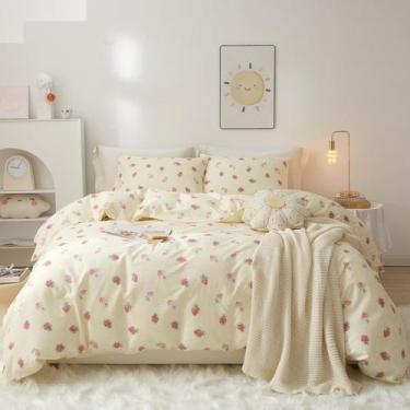 Imagem de Conjunto de roupa de cama VM VOUGEMARKET Kawaii Kids Twin Strawberry