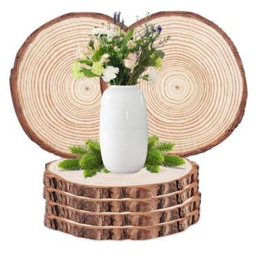 Imagem de Fatias de madeira de pinho Timburst de 16,5 a 20 cm, rústicas, 6 unida