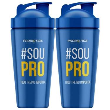 Imagem de Kit 2X Coqueteleira Alumínio Steel - 750ml Azul - Probiótica-Masculino