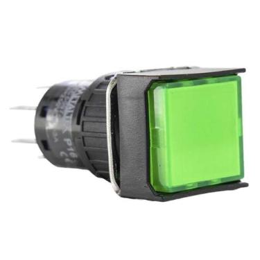 Imagem de Pulsador Iluminado 16mm Quadrado C/ Retenção - Verde 220v -2 - METALTE