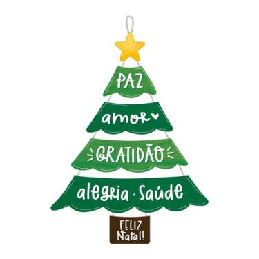 Imagem de Placa Decorativa Pinheiro Árvore de Natal Decoração MDF 33x49,5 - Estú
