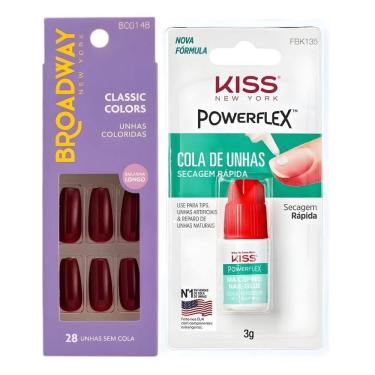 Imagem de Kit Kiss New York: Unhas Postiças Bailarina Longo Lavender e Cola De Unhas 3g