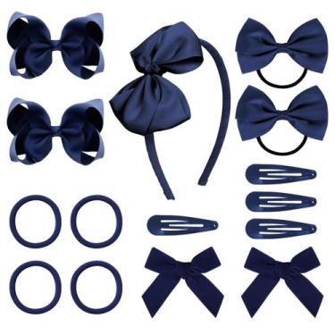 Imagem de Conjunto de acessórios de cabelo DEEKA 15 peças em azul marinho para m