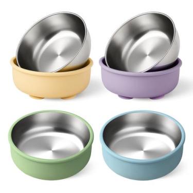 Imagem de Conjunto de silicone de aço inoxidável Baby Bowls Mity rain de 4 peças