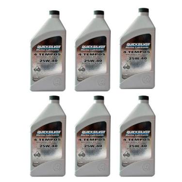 Imagem de Óleo Motores de Popa 4T Quicksilver 25W40 1 Litro Kit com 6 Litros - M