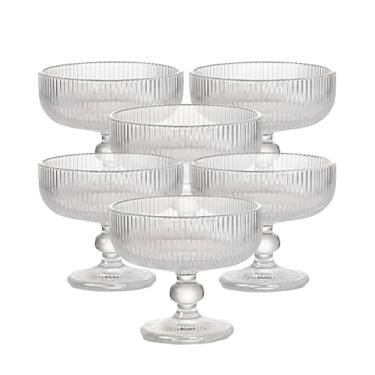 Imagem de Conjunto de 6 Taças de Vidro Caneladas, Design Elegante, 310ml, para Sobremesa, Sorvete, Mousse, Pudim, Resistente e Lavável
