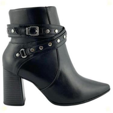 Imagem de Bota Ramarim Feminina Bico Fino Salto Bloco Preto-Feminino