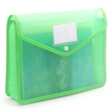 Imagem de Pasta de arquivo expansível de plástico, envelopes transparentes com fecho de pressão, sem divisórias, grande capacidade, tamanho carta/A4 (verde)