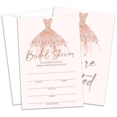 Imagem de Convites para chá de panela, convites de festa de casamento de vestido de casamento rosa, convites de preenchimento rosa para festa de despedida de solteira, lembrancinhas de suprimentos de decoração