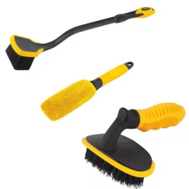 Imagem de Super Kit Limpeza Automotiva 3 Escovas Para Lavar Carros Conjunto Escovas Automotivas Limpeza Pneus Rodas Caixa Motor(Kit 3 Escovas Vonder)