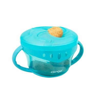 Imagem de Porta Snacks Infantil, Pote Plástico Azul com Tampa Hermética, 0.6L, Recipiente para Armazenamento de Alimentos, Durável, Próprio para Lava-Louças e Micro-ondas