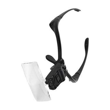 Imagem de uhyOHF Lupa, lupa de faixa de cabeça com luz LED, óculos de leitura mãos livres, lupa com 5 lentes destacáveis para leitura, lupa de joias, relógio e reparo eletrônico (