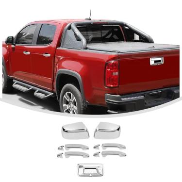 Imagem de Linskip Cromado para Chevy Colorado e GMC Canyon 2015-2022 Combo Kits de Corpo de Cabine Tripulação, Capa de Espelho - Tampa da Maçaneta da Porta - Tampa da Maçaneta da Porta Traseira - Acessórios