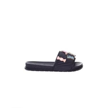 Imagem de Chinelo Slide Infantil Molekinha Pins Preto, 32