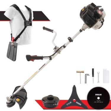 Imagem de Roçadeira Profissional Lateral Kawashima Kw43le À Gasolina 43cc 1,7hp Com Faca 3 Pontas + Faca 80 Dentes Duraline 255mm