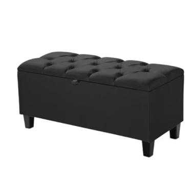 Imagem de Estofado Minimalista Moderno Calçadeira Sapateira Sala Quarto Armazenamento Bau Solteiro puff bau para quarto(Preto)