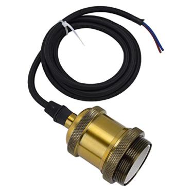 Imagem de Hyuduo Kit de Cabo de Luz Pendente retrô, Soquete de Lâmpada E26 E27 de Alumínio Preto Com Cabo de 150 Cm para Decoração de Hotel de Bar Doméstico, Luminária Plug-in DIY Suspensa Vintage