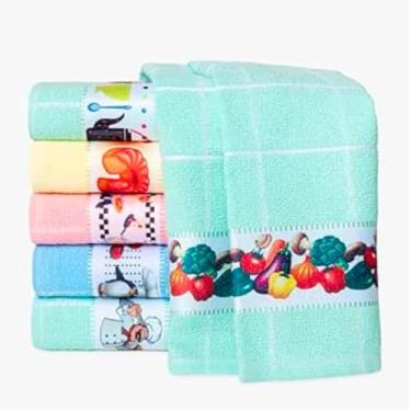 Imagem de Pano de Prato Atoalhado Felpudo 10 unidades Pano de Copa Cozinha Guardanapo Louça Gourmet Luxo