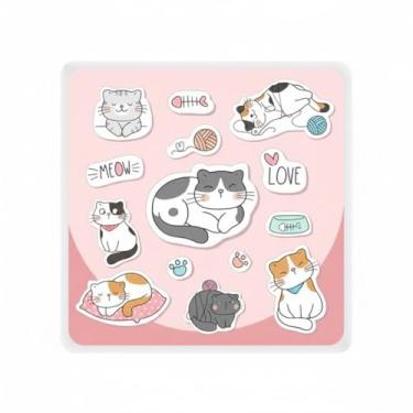 Imagem de Luminária Box Slim Cat Cut Love, LED 5W, USB, Decorativa, Polietileno, Rosa, 20 x 18 x 5 cm, Design de Gatos, Luz Difusa para Quarto e Escritório