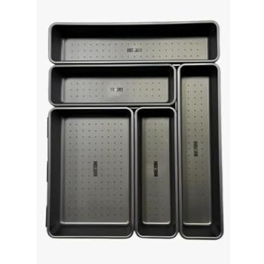 Imagem de Organizador de Gavetas, Conjunto de 5 Peças, Bandejas Divisórias para Cozinha e Escritório, Preto