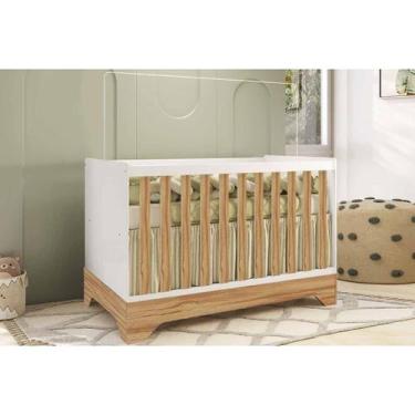 Imagem de Berço / Mini Cama Infantil Popy Retrô 3 em 1 Branco/Amendoa - Peroba -