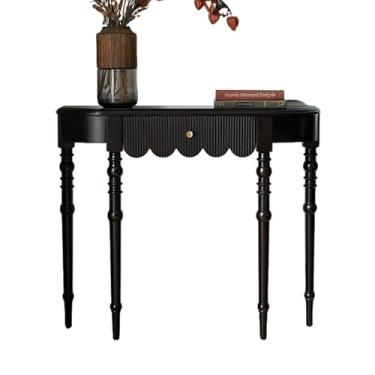 Imagem de Console moderno de meados do século com gavetas, mesa de sofá estreita atrás do sofá com pernas de madeira maciça, mesa de destaque de entrada para sala de estar, hall de entrada, corredor, entrada