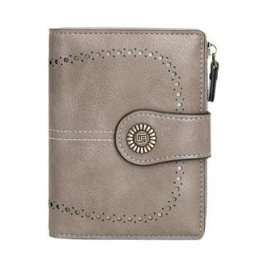 Imagem de Carteira Retro Anti-Furto RFID Para Mulheres Com Zíper, Fecho E Compar
