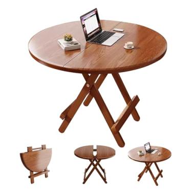 Imagem de Mesa de jantar dobrável, mesa de cozinha móvel, mesa dobrável para computador, mesa de café dobrável de madeira para acampamento, quintal, pátio, festa interna (60 cm/23,6 pol.)